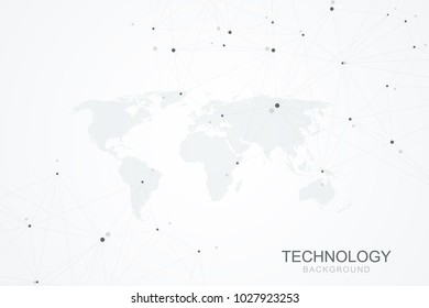 Global network connections with points and lines. Internet connection background. Abstract connection structure. Polygonal space background. Vector illustration.