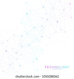 Global network connections with points and lines. Wireframe background. Abstract connection structure. Polygonal space background. Vector illustration.