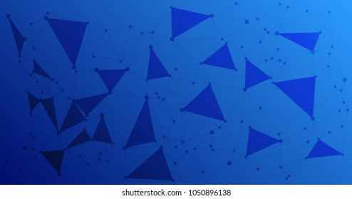 Global network connections with points and lines. Interlinked nodes concept. Scientific presentation background with network nodes. Chain social media or web structure with connected blue points.