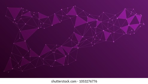 Global network connections with points and lines. Interlinked nodes concept. Scientific ultra violet background. Network nodes. Molecular, social media, big data cloud structure of connected points.