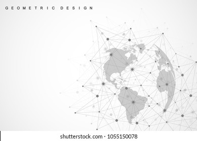 Global network connections with points and lines. Internet connection background. Abstract connection structure. Polygonal space background. Vector illustration.