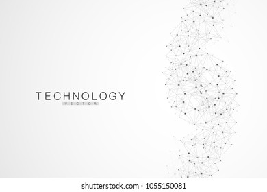 Global network connections with points and lines. Wireframe background. Abstract connection structure. Polygonal space background. Vector illustration.