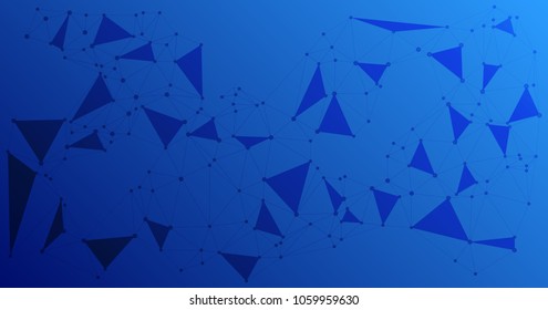 Global network connections with points and lines. Interlinked nodes concept. Scientific presentation background with network nodes. Molecular, social media or web structure with connected azure points
