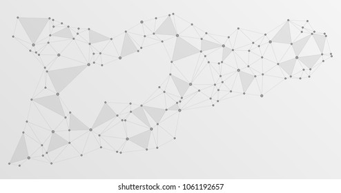 Global network connections with points and lines. Interlinked nodes concept. Scientific presentation background. Network nodes. Communication, social media, big data cloud structure, connected points.