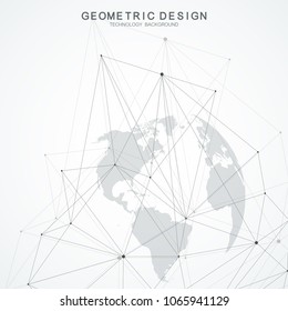 Global network connections with points and lines. Internet connection background. Abstract connection structure. Polygonal space background. Vector illustration.