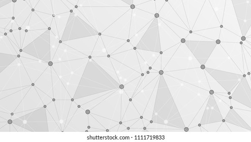Global network connections with points and lines. Interlinked nodes concept. Scientific presentation background. Network nodes. Social media, big data cloud polygonal structure of connected point dots