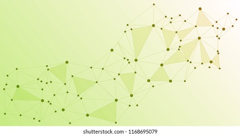 Global network connections with points and lines. Interlinked nodes concept. Scientific presentation background. Network nodes. Green social media, big data cloud structure of connected points.