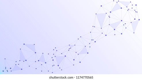 Global network connections with points and lines. Interlinked nodes concept. Scientific presentation background. Network nodes. Molecular, social media, big data cloud structure of connected points.