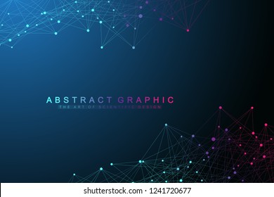 Conexiones de red globales con puntos y líneas. Fondo de visualización de redes y datos masivos. Futuro negocio global. Ilustración vectorial.