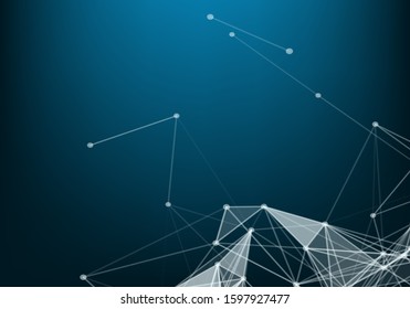 Global network connections with points and lines. Wireframe background. Abstract connection structure. Polygonal space background. Vector illustration