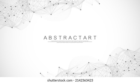 Conexiones de red globales con puntos y líneas. Ilustración vectorial abstracta de la tecnología Wireframe.