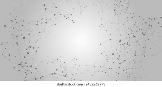 Global network connections with points and lines. Interlinked nodes concept. Scientific background. Network nodes. Molecular grid, social media, big data cloud structure of connected points. Intricacy