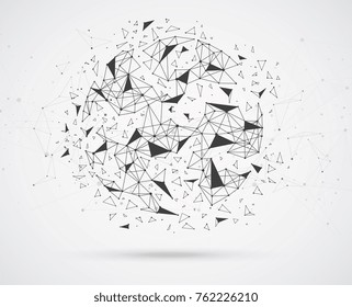 Global network connections with points and lines geometric shape with spherical triangular faces.Wireframe of network communications.