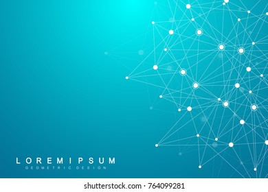 Global network connections with points and lines. Wireframe background. Abstract connection structure. Polygonal space background. Vector illustration
