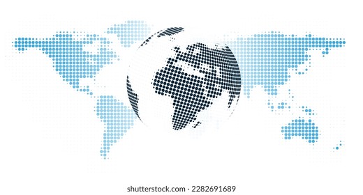 Global Network Connections, Wide Scale Technology Background - Design Template with Spotted Earth Globe and World Map - Isolated on White Background - Includes Copyspace, Place, Room for Your Text