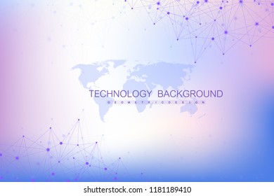 Global network connections with world map. Internet connection background. Abstract connection structure. Polygonal space background. Vector illustration