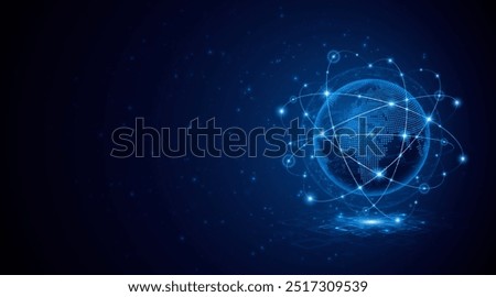 Global network of connectivity and communication technology. World map. High-speed internet technology concept or fast wireless data transmission. internet network connection technology	