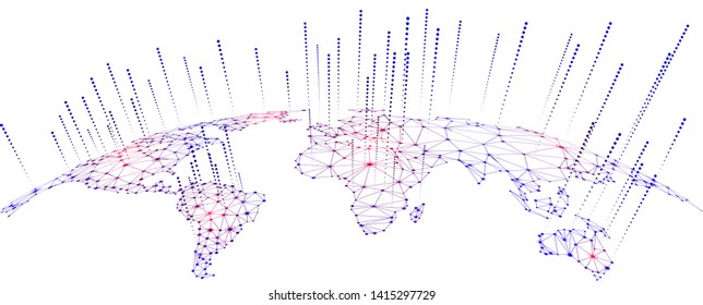 Global network connectivity and data exchange concepts, big data and globalization concepts