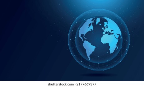 Global network data. Metaphor of information on Internet, modern technologies and globalization. Science and artificial intelligence, wireframe sphere concept. Cartoon realistic vector illustration