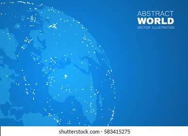 Global Network Design. Traffic and Communication Space. Earth and Sun Cosmos Design. World Map Points. Vector illustration