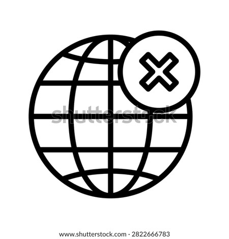Global Network Disconnect Icon for Internet Offline, Website Unavailable and Mobile Concept and Web Design, white background vector illustration eps10