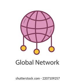 Global Network Filled Outline Icon Design Illustration. Data Symbol On White Background EPS 10 File