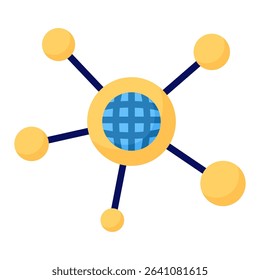 Global network flat color icon. Simple vector icon design in flat color style. Editable vector format