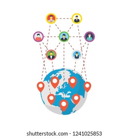 Global network flat illustration