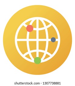 Global network, flat rounded vector icon.