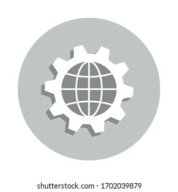 global network, gear, world badge icon. Simple glyph, flat vector of Business icons for ui and ux, website or mobile application