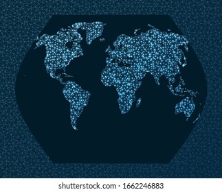 Global network. Ginzburg projection. World Network. Radiant connections map. Vector illustration.