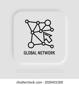 Global network, globalization thin line icon. Modern vector illustration of internet connection.