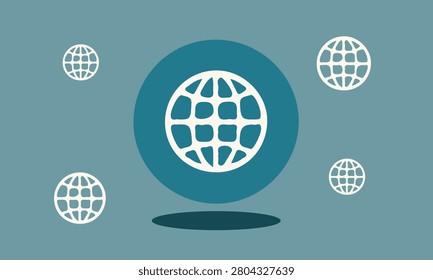 Global Network Globe Icon Flat Vector Illustration