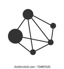 Global network glyph icon. Blockchain. Global cryptocurrency. Silhouette symbol. Negative space. Vector isolated illustration