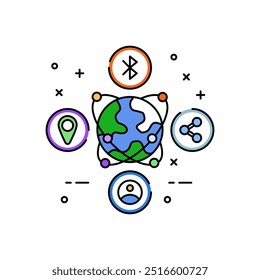 Icono de glifo de red global, Ilustración vectorial