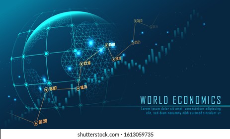 Global Network with graph in graphic concept suitable for financial investment or Economic trends business idea and all art work design. Abstract finance background. Vector illustration