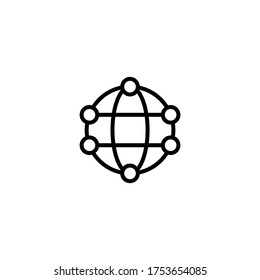 Global Network icon in black line style icon, style isolated on white background