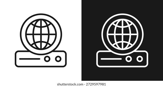 Global Network Icon In Black And White Line Style