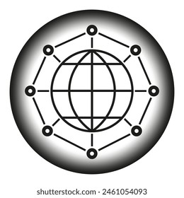 Global network icon. Connected world vector. Technological sphere grid.