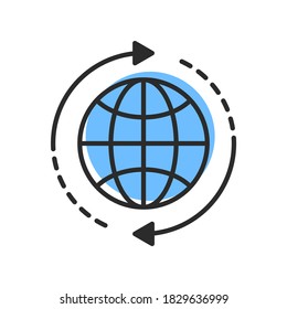 Icono de red global. Ciber, Internet, a nivel mundial, concepto de icono de la comunicación. Ilustración del vector