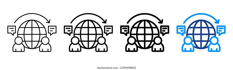Global Network Icon Different Outline Collection Set