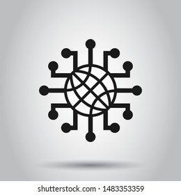 Global network icon in flat style. Cyber world vector illustration on isolated background. Earth business concept.
