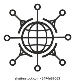 global network icon, globe symbol, flat vector illustration on white background
