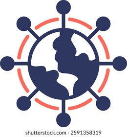 Global Network Icon Glyph Color Vector Illustration