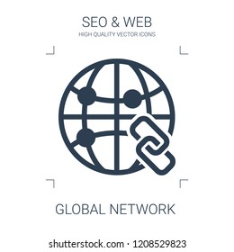 global network icon. high quality filled global network icon on white background. from seo web collection flat trendy vector global network symbol. use for web and mobile