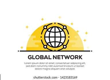 GLOBAL NETWORK ICON AND ILLUSTRATION CONCEPT