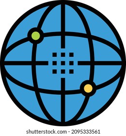 global network icon line vector 