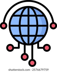 Global Network Icon Lineal Color Vector Illustration