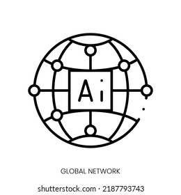 global network icon. Linear style sign isolated on white background. Vector illustration