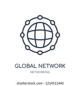 Global network icon. Global network linear symbol design from Networking collection. Simple outline element vector illustration on white background.